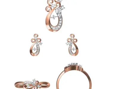 Light wt Ring Earrings Pendant set stl jcd 1-render details 3D print model 33