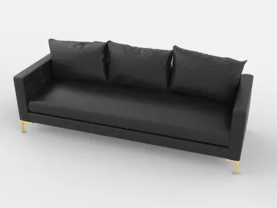 Modern Minimalist Couch with Gold Legs - 3D Model 3D model