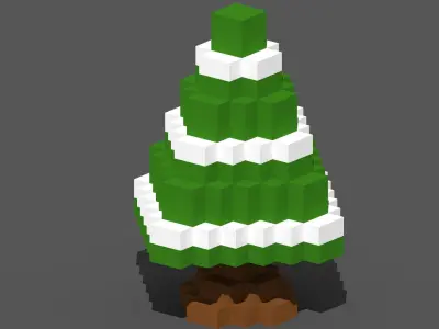 Xmas Tree Voxel - 3 Low-poly 3D model