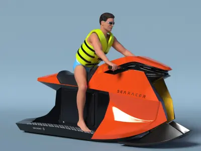  SeaRacer Jet Ski with Rider in Life Jacket 