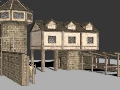 Medieval Archery Building Low-poly 3D model
