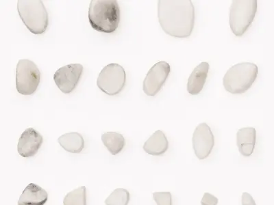 White marble pebbles 23 - 67mm 3D model