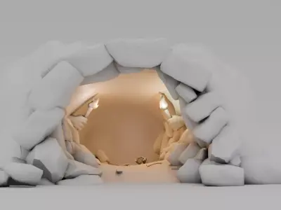 Ancient Cave CGI Low-poly 3D model