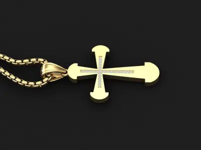 High Cross Pendant Light Gold 18K 3CP029 3D print model