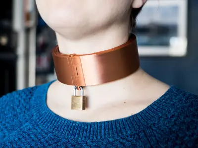 Parametric Chunky Collar with padlock lock Free 3D print model