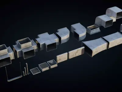 Roof Ducts Pack - Optimized Game Ready 3D Models Low-poly 3D model