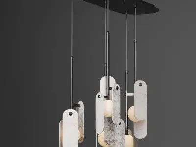 Studio M - Megalith 5 lights Pendant Various Stone 3D model