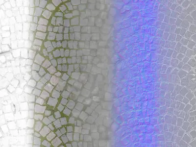 PBR Old Grey Stone Pavement Texture 08 -4K Scanned  and Seamless Texture