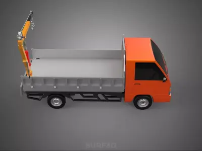 REAR GATE TAILGATE FOLDING CRANE HAND CRANK WINCH TRUCK PICKUP 3D model