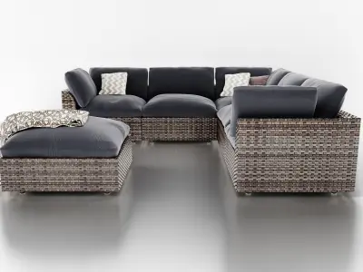 Sofa wicker outdoor 3D model