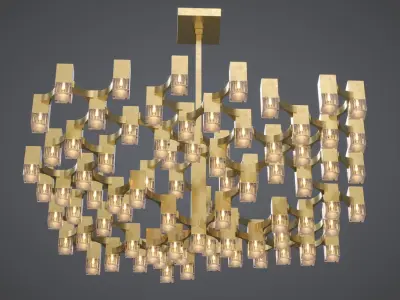 Sciolari 81 Cubes Chrome Chandelier 3D model