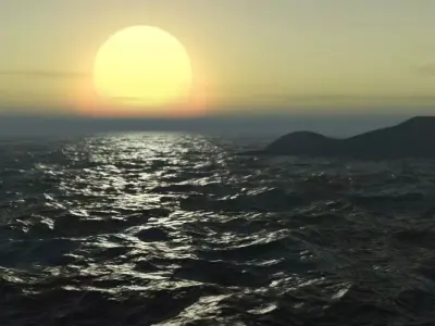 ocean realistic sun Low-poly 3D model