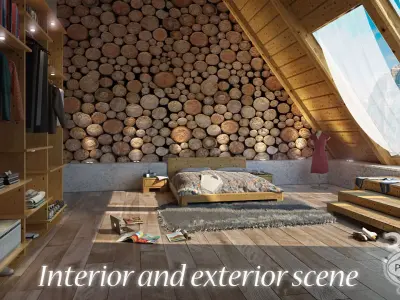 Bedroom 3 interior and exterior 3D model