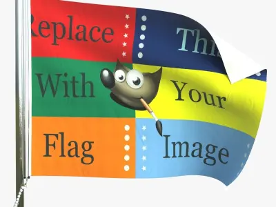 Flag Collection 1 pole flags 3D model