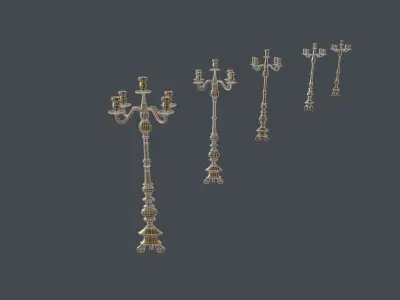 Candle Stand with Multiple LODs Low-poly 3D model