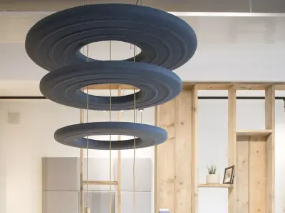 BUZZIDONUT pendant light with three circles hanging from it 3D model
