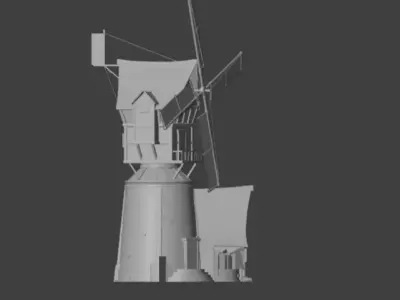 Windmill game ready Low-poly 3D model
