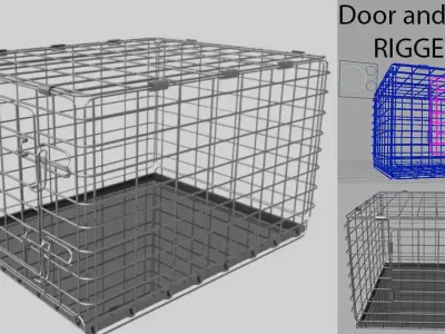 Animal Dog Crate rigged Low-poly 3D model