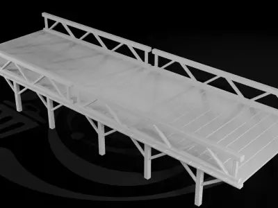 AAA Medieval Wooden Bridge 01 R Low-poly 3D model