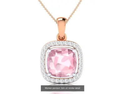 9 Pink  Pendant Earrings Ring 3dm stl render details 3D Model Pack