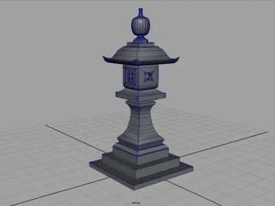 Stone Japanesse latern Tachi-gata Low-poly 3D model