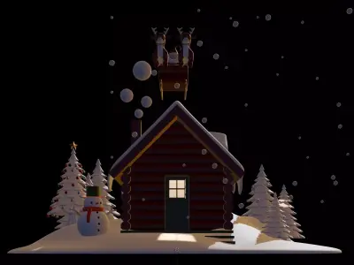 Shack In Winter Christmas 3D model