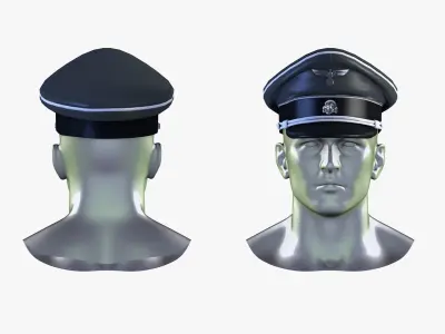 WWII SS German Officer Cap Low Poly Low-poly 3D model