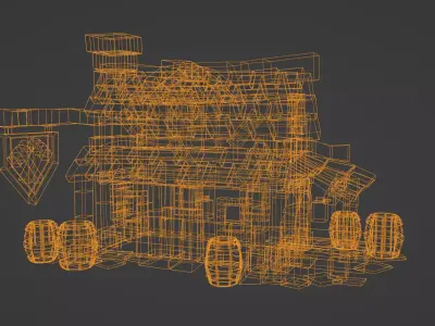 Wooden House F Game Ready Fantasy Asset Low-poly 3D model