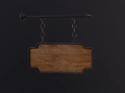 Wooden Sign 3D Model Low-poly 3D model