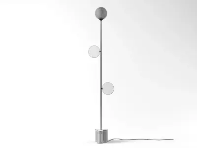 Plates pendant light with two balls hanging from it 3D model
