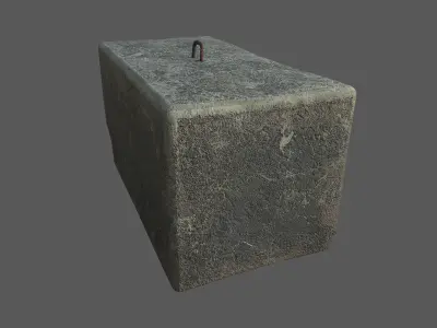 Concrete block 1x2x1 meters Low-poly 3D model