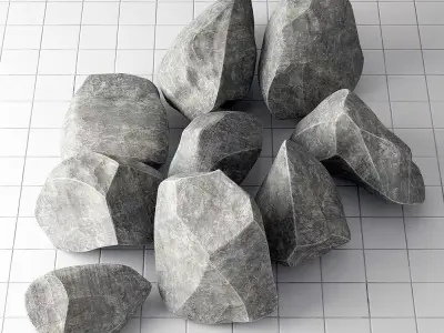 Rock wite stone collection 3D model