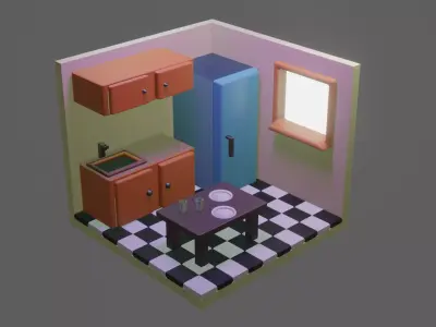 Kitchen Model  Free low-poly 3D model