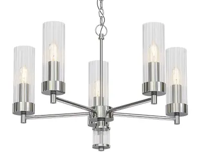 Jeanette five light chandelier with clear glass shades 3D model
