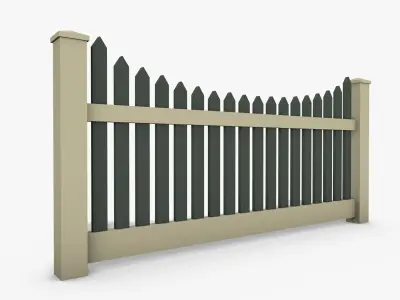 Wooden Fence Low-poly 3D model 5