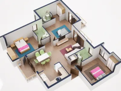 3D Floor Plan Model 43 3D model