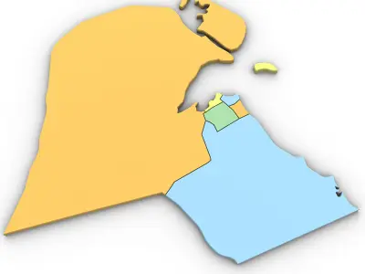  3d Political Map of Kuwait  3D model