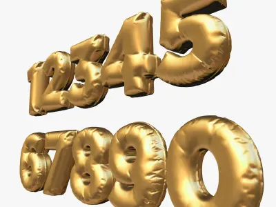 Golden Balloons Numbers 3D model