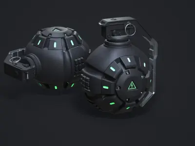 SCI-FI GRENADE Low-poly 3D model 7