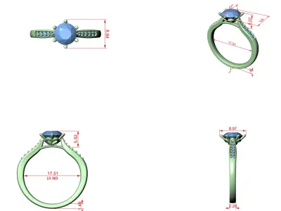 Round Cut Pave Solitaire Engagement Ring CAD Design 3D print model