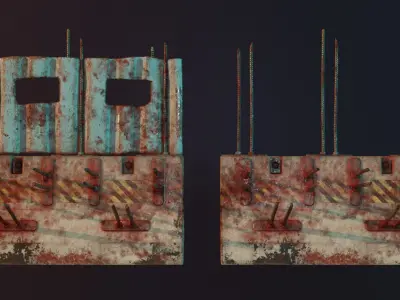 Concrete Barrier Low-poly 3D model