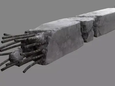 Damaged Concrete Column 04 v2 Low-poly 3D model