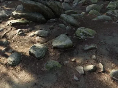 Round Forest Rocks Pack Low-poly 3D model