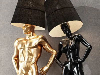 Hommer human lampshade Floor lamp Collection Pose08 3D model