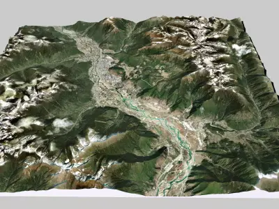 Cityscape Nyingchi Tibet China 3D model