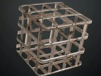 Silver Rust Metal Gate Transparent PBR Seamless Texture