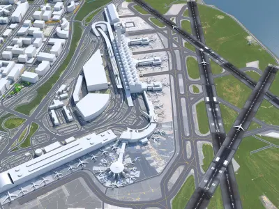 Ronald Reagan Washington Airport 8km Low-poly 3D model