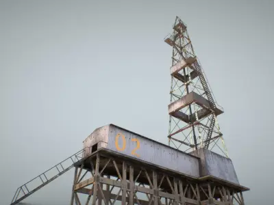 Oil Derrick Low-poly 3D model