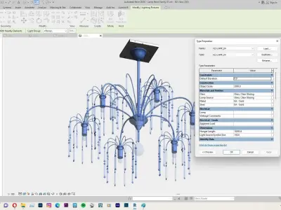 Chandelier or Classical Hanging Lamp Revit Family Interior 3D model