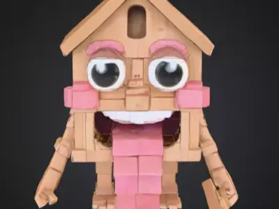 House Monster with a Tongue Slide Low-poly 3D model